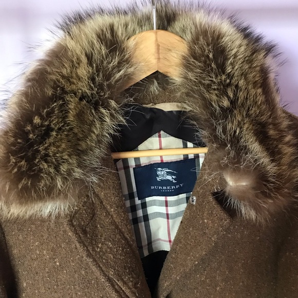 Burberry Jackets & Blazers - Burberry Wool Coat with Fur Collar